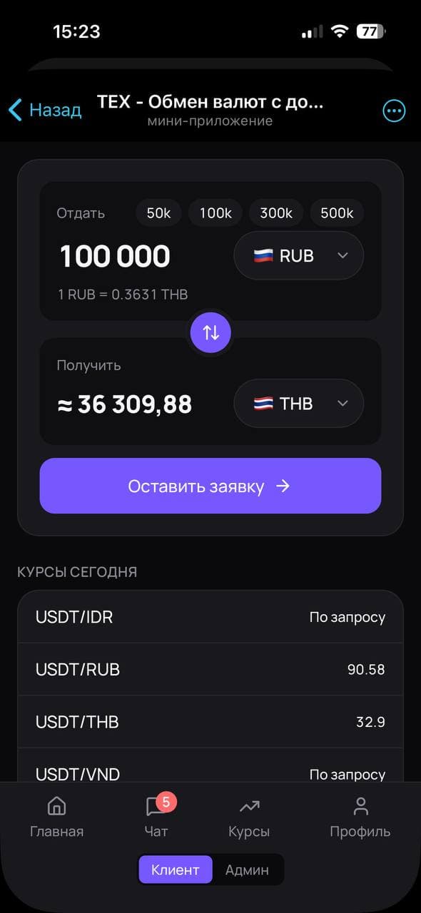 TEX: A White-Label Telegram Exchange Platform, Live on Real Traffic